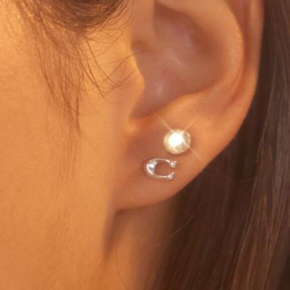 Coach Signature C and Stone Stud Earring Set - Picture 2 of 10